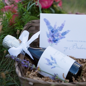 Lavender-themed bridesmaid gift box
