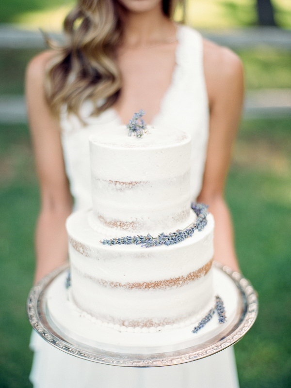 Nearly naked cake with lavender
