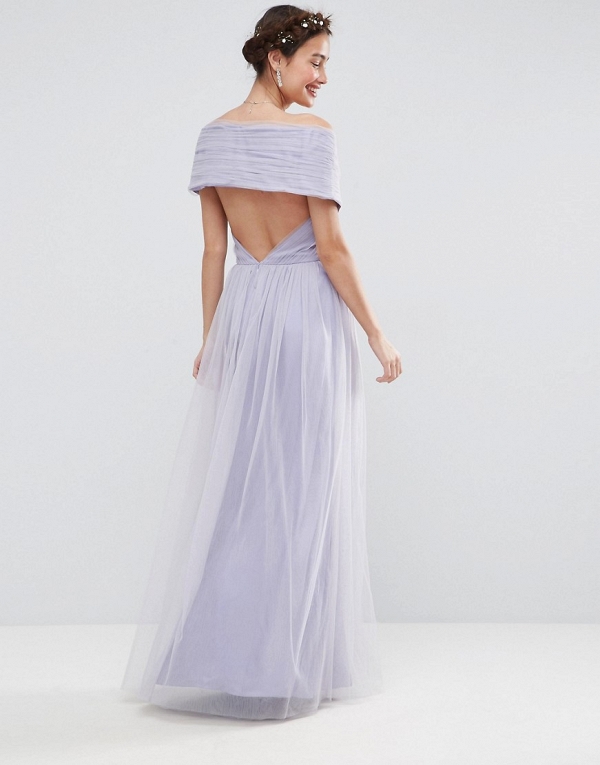 Lilac tulle maxi dress