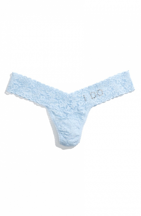 'I Do' low-rise blue thong with Swarovski crystals