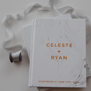 Marble and copper foil guestbook