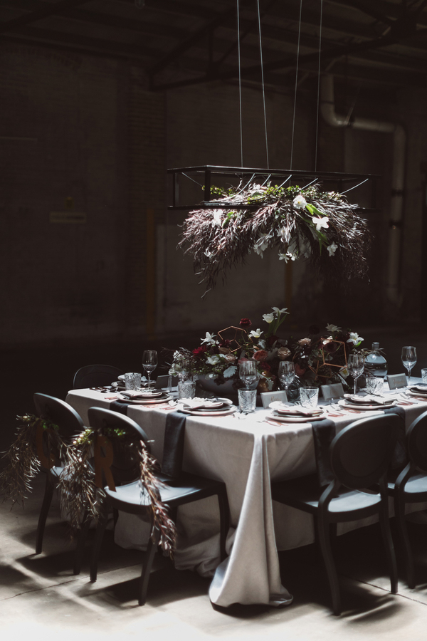 Moody industrial tablescape