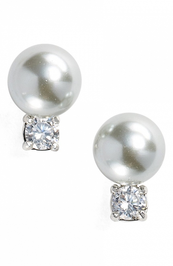 Faux pearl stud earrings