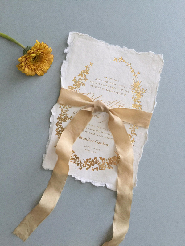 Hand-dyed gold silk ribbon
