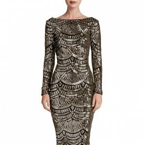 Sequined Midi Dress with a Scooped Back