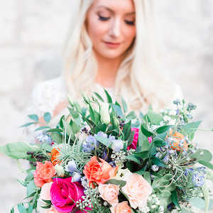 Organic bouquet with bright pops of color