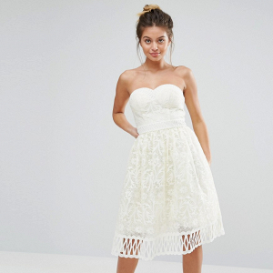 Strapless lace bridal shower dress