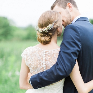 Beautiful wedding portrait from a rustic spring wedding in Wisconsin