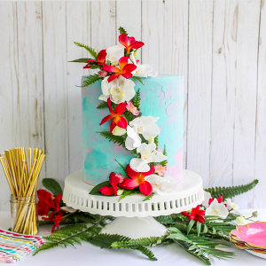 Tropical floral cake topper