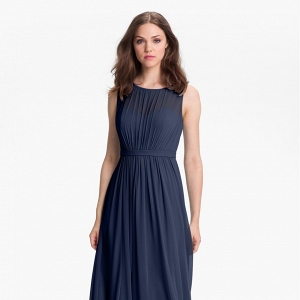 Pleated chiffon gown for bridesmaids