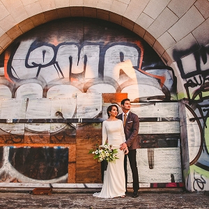 Wedding fashion shoot at an abandoned train station