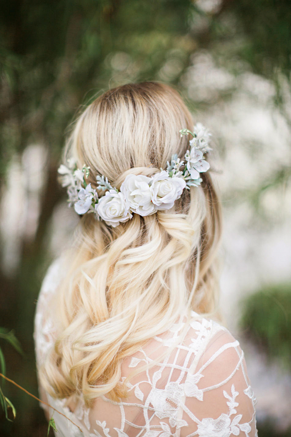 White Floral Bridal Hair Vine