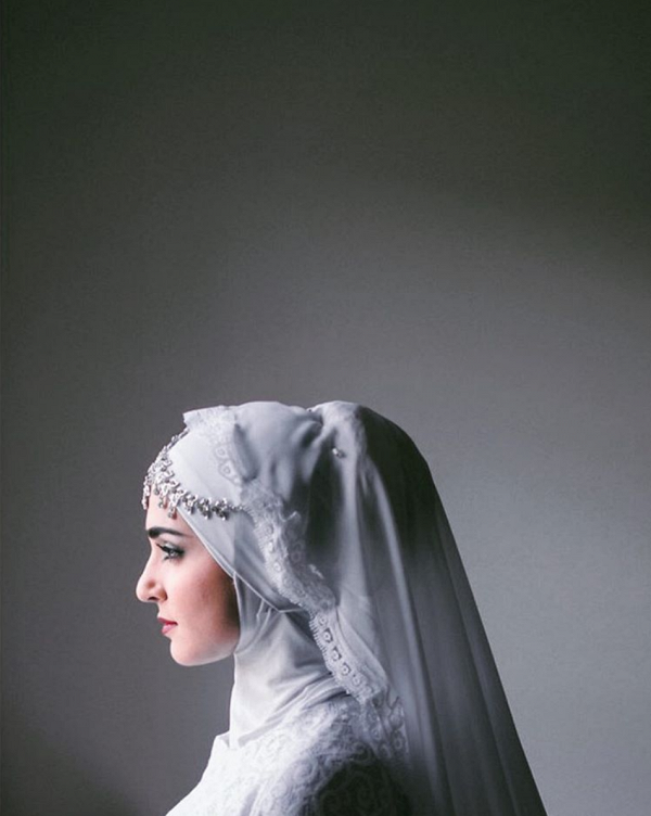 Muslim bride wearing hijab
