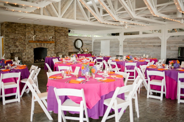 Pink, orange, and purple reception