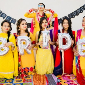 Indian bride with bridal party