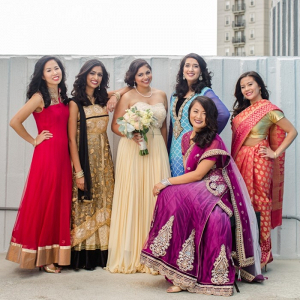 Indian bridesmaids in saris