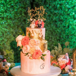 Painted pink and gold cake