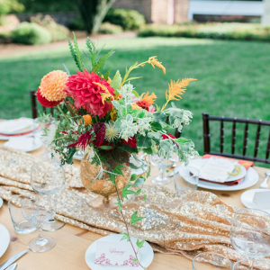 Red and gold tablescape