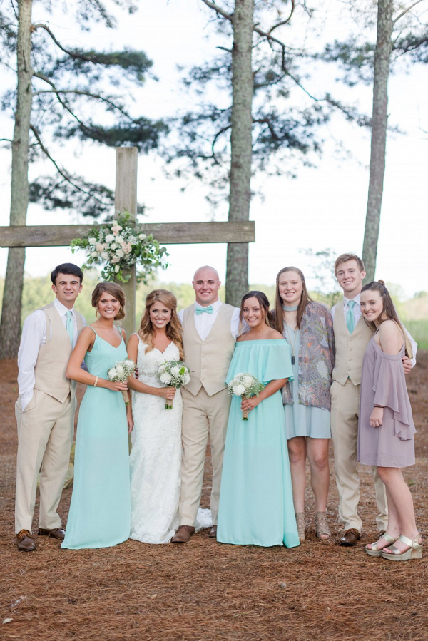 Mint and tan bridal party