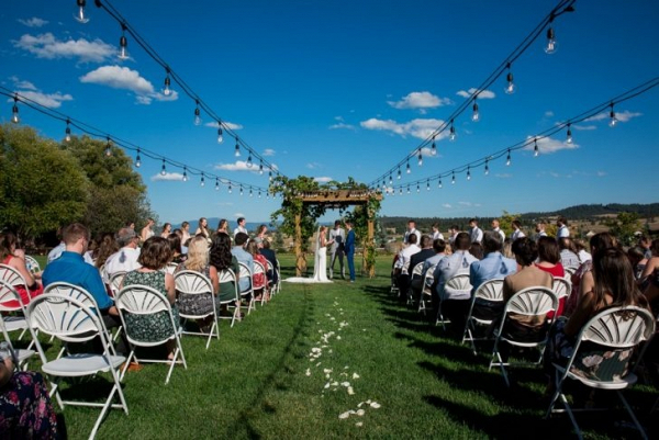 Rustic outdoor wedding ceremony