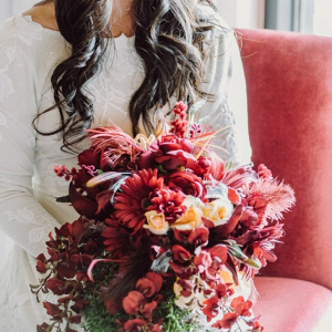 Ruby red bridal bouquet