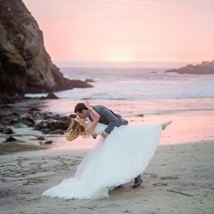 sunset beach portrait on The Budget Savvy Bride