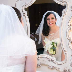 Bride in mirror