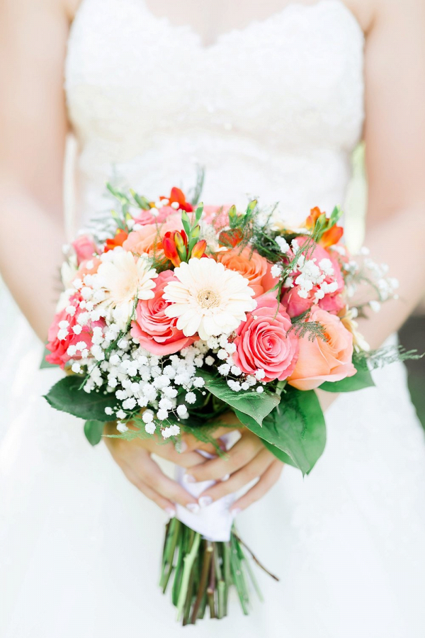 Coral bridal bouquet
