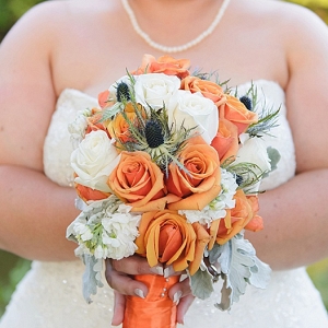 orange bouquet on The Budget Savvy Bride