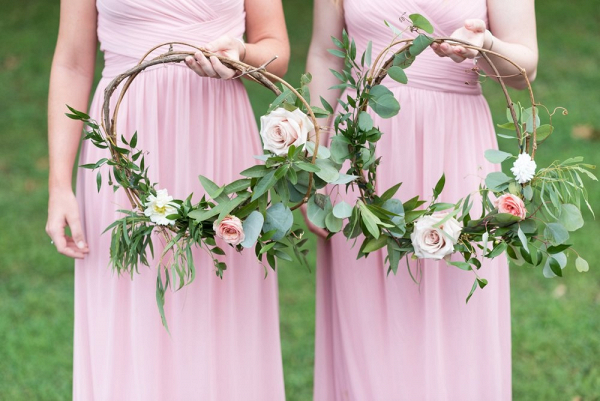 Bridesmaids with floral wreaths