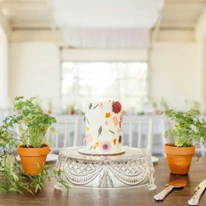 Pressed flower wedding cake