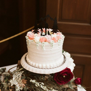 Small wedding cake with silhouette topper
