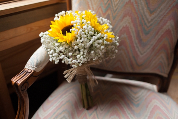 Sunflower and Baby's Breath Wedding Bouquet