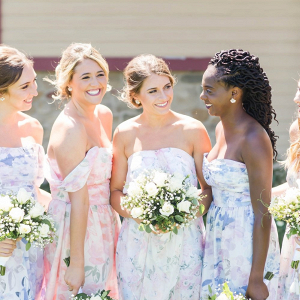 Floral print bridesmaid dresses 