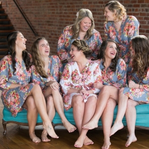 Bridesmaids in Floral Robes | Photo by Chelsey Williams 