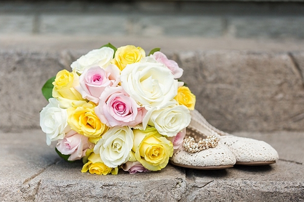 Yellow and blush bouquet on The Budget Savvy Bride