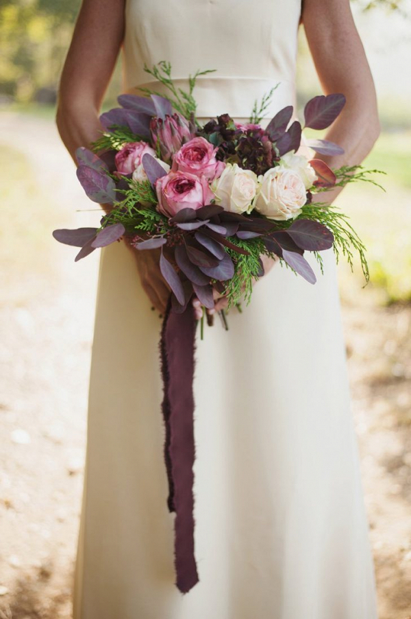 Pink and plum bridal bouquet