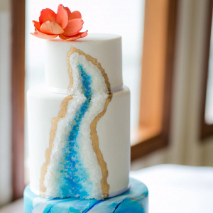 Blue Watercolor Wedding Cake