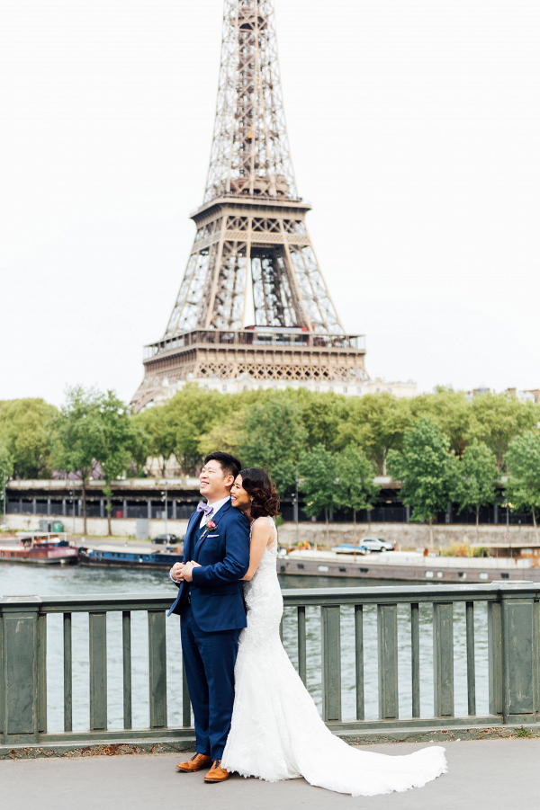 Eiffel Tower Bride + Groom Portrait
