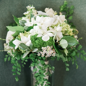 White Bridal Bouquet with Greenery
