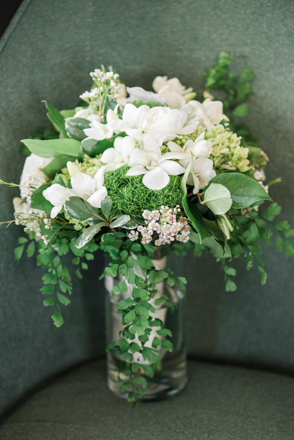 White Bridal Bouquet with Greenery