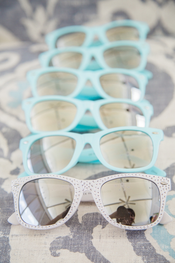 White and blue bride and bridesmaid sunglasses