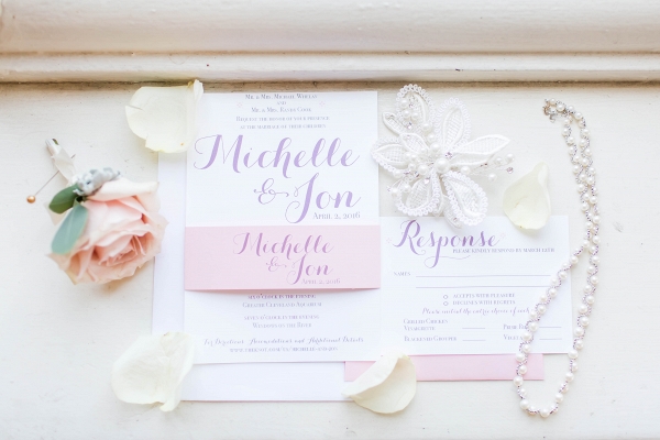 Pink, White and Purple Wedding Invitation Suite