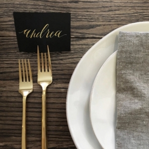 Black and Gold Fork Place Card