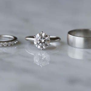 Silver Solitarie Engagement Ring Set