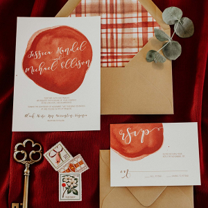 Red and Gold Wedding Invitation