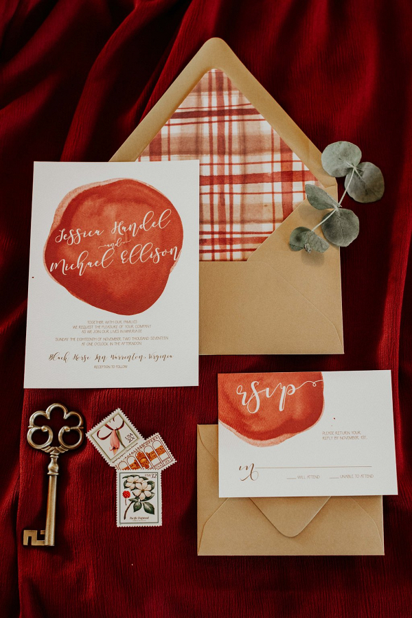 Red and Gold Wedding Invitation