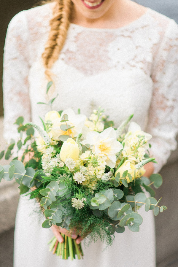 White + Green Bridal Bouquet