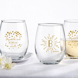 Personalized Stemless Wine Glass Wedding Favors