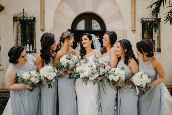 Grey-Blue Bridesmaid Dresses